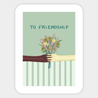 Different hands holding a bouquet together - To Friendship Sticker